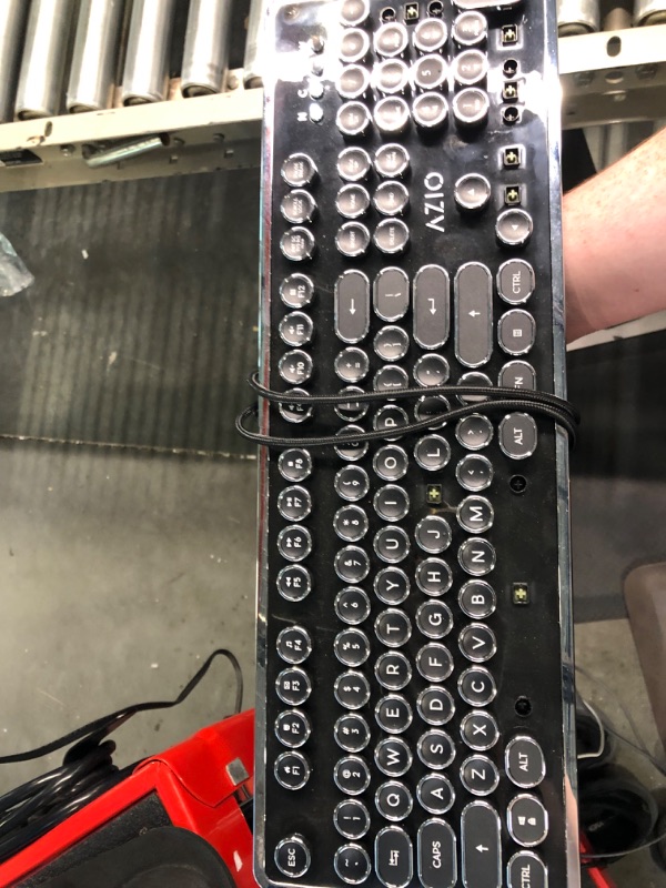 Photo 1 of Azio Retro - Wired USB Mechanical Keyboard in Black and Chrome for PC (Blue Switch) (MK-RETRO-01) Black and Silver