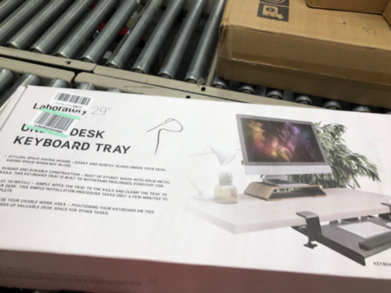 Photo 1 of Laboratory 29 Preassembled Keyboard Tray – Adjustable Keyboard Tray Under Desk Slide Out – Easy Clamp-On Installation for Desks 33” or Wider – Wrist Rest Included (Black)