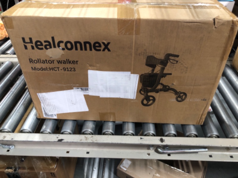 Photo 1 of Healconnex Rollator Walkers for Seniors-Folding Rollator Walker with Seat and Four 8-inch Wheels-Medical Rollator Walker with Comfort Handles and Thick Backrest-Lightweight Aluminium Frame ,Blue