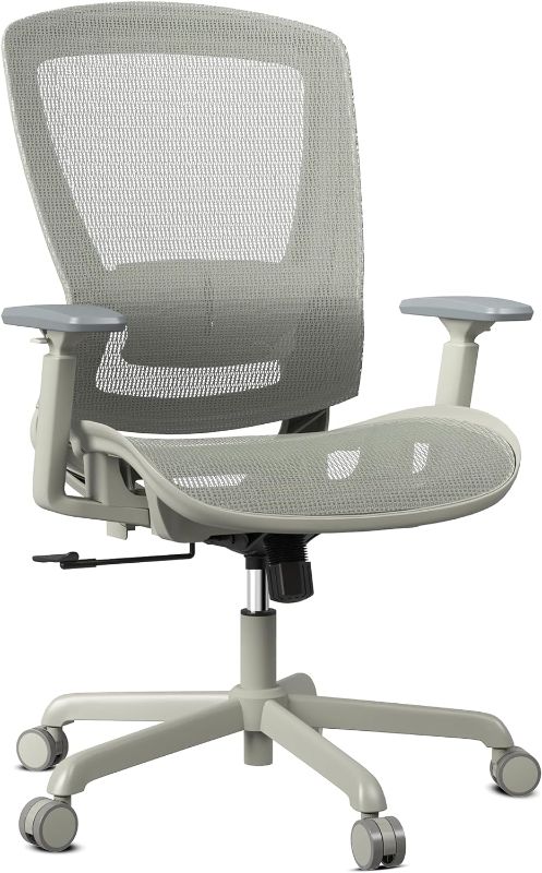 Photo 1 of ELABEST Mesh Office Chair,Ergonomic Computer Desk Chair,Sturdy Task Chair- Adjustable Lumbar Support & Armrests,Tilt Function,Comfort Wide Seat,Swivel Home Office Chair (Grey Frame Grey Mesh)