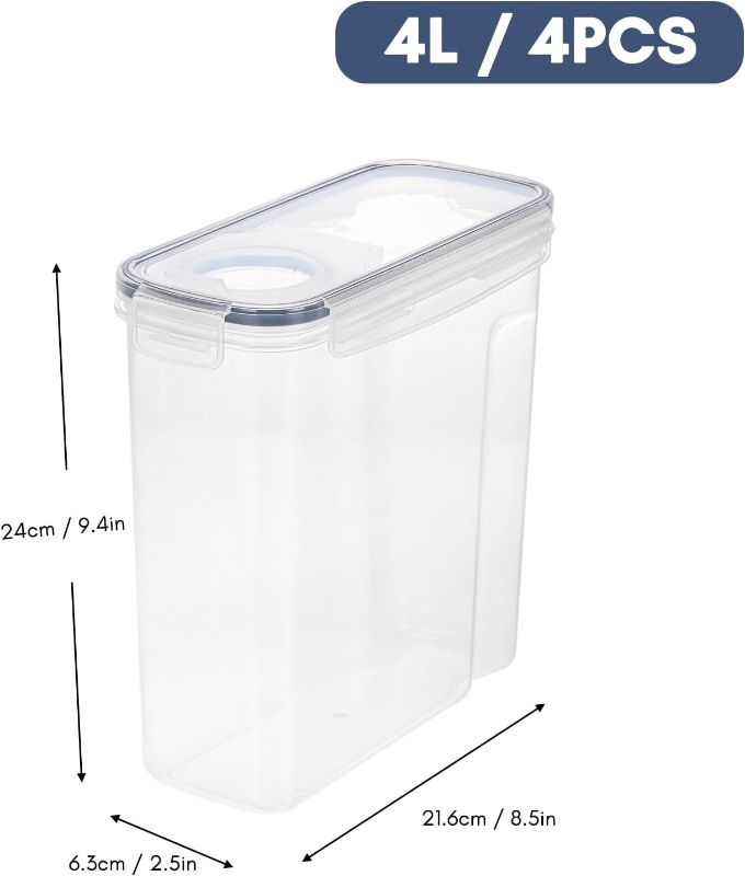 Photo 1 of 4pcs 4L Airtight Large Food Storage Containers for Kitchen Organization,