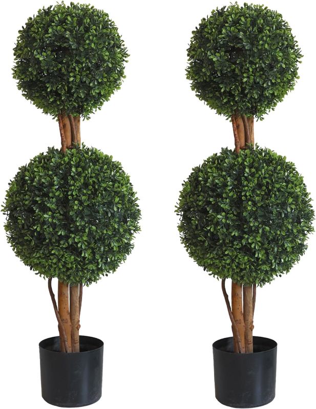 Photo 1 of 
OAZALDA Lifelike Indoor&Outdoor use 3Ft Boxwood Double Ball Topiary Trees Faux Topiary Tree for Porch,Home,Garden Decor(Set of 2)