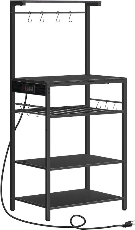 Photo 1 of 
HOOBRO Kitchen Bakers Rack with Power Outlet, 5-Tier Coffee Bar with Adjustable Wine Rack, Microwave Stand with 10 S-Shaped Hooks, Kitchen Storage Shelf