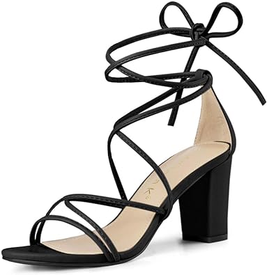 Photo 1 of Allegra K Women's Strappy Straps Lace Up Chunky Heel Sandals SIZE 7