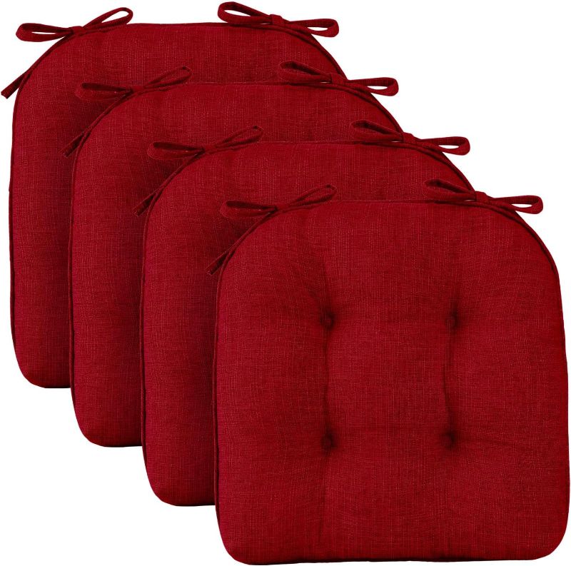 Photo 1 of 
downluxe Outdoor Chair Cushions, Waterproof Tufted Overstuffed U-Shaped Memory Foam Seat Cushions for Patio Funiture, 19" x 19" x 5", Brick Red