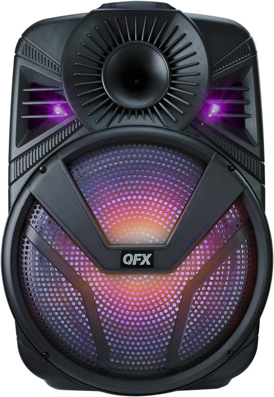 Photo 1 of QFX PBX-616SM 15" Bluetooth Rechargeable Speaker with LED Lights, Microphone and Stand