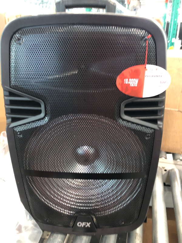 Photo 1 of QFX PBX-616SM 15" Bluetooth Rechargeable Speaker with LED Lights, Microphone and Stand