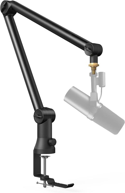 Photo 1 of Bietrun Mic Arm Desk Mount(Longer)for Shure SM7B/MV7/Blue Yeti/Nano/Hyperx Quadcast, Adjustable 360° Rotatable Universal Heavy Duty Metal Mic Arm with 3/8" to 5/8" Adapter, Cable Trough, Headset Hook