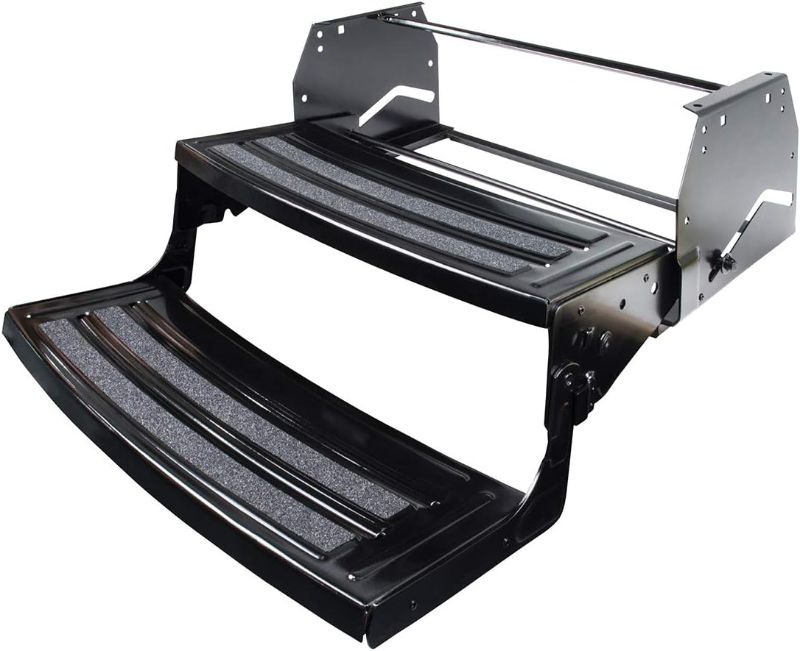 Photo 1 of 
Lippert Radius 24" Double Manual RV Step Assembly, 8" Rise, 300 lbs. Anti-Slip Steps, Compact One-Hand Expand or Collapse, Black Powder Coat, Travel...
