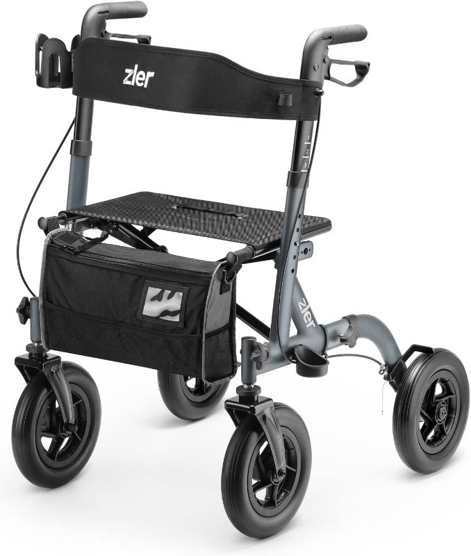 Photo 1 of  Rollator Walker with Seat - Rollator Walker for Seniors with 10” Large PU Wheel, All Terrain Walkers with Backrest, Mobility Aids Walker