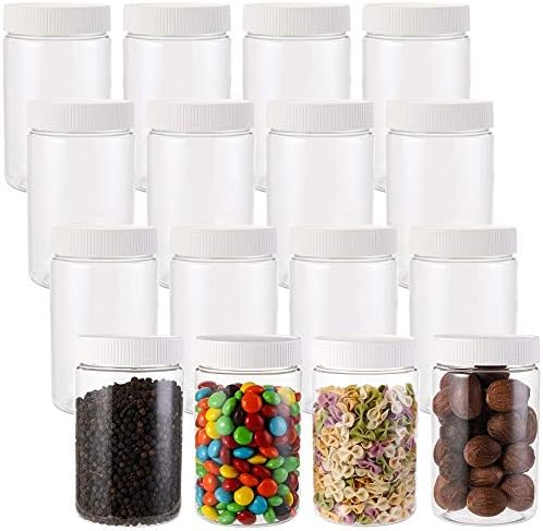 Photo 1 of 
Tebery 16 Pack Clear Plastic Jars Bottles Containers 16oz Juice Bottles Water Bottles with White Ribbed Lids for Juicing, Smoothies, Kombucha, Tea