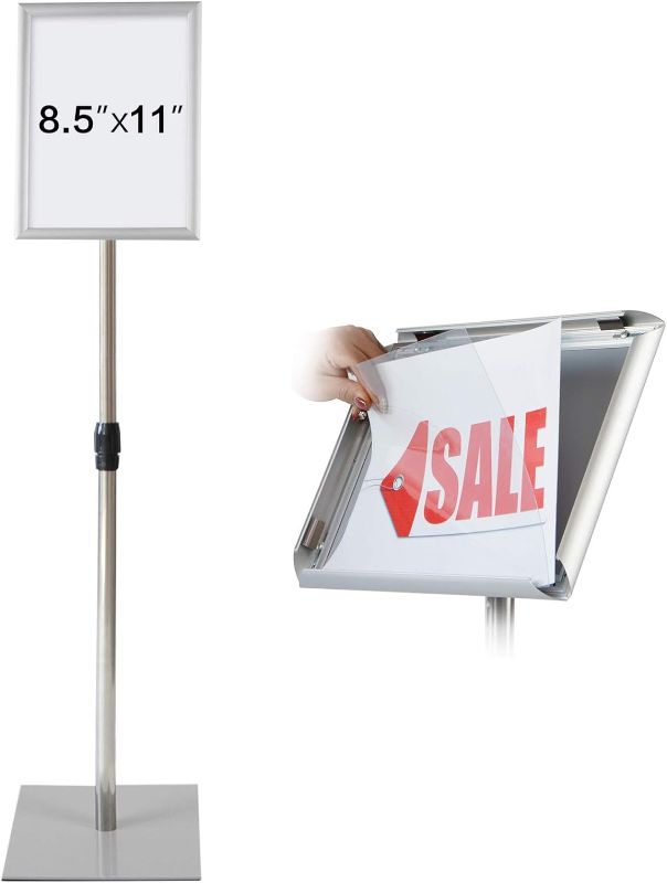 Photo 1 of 
Adjustable Heavy Duty Pedestal Sign Holder Poster Stand - 8.5x11 Inch Vertical & Horizontal Sign Stand Displayed Poster Holder, Square Base Sign Stand