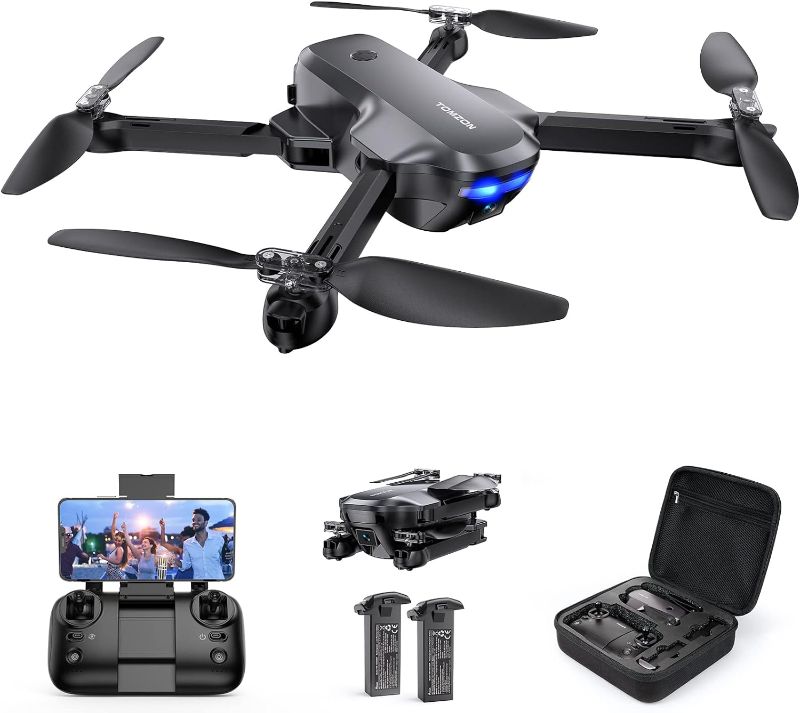 Photo 1 of TOMZON T4W Drones with 2K Camera for Adults, Foldable FPV Drone for Beginners with Long Range, One Key Take off/Land, Altitude Hold, RC or APP Control, Circle Fly, Gravity Mode 2 Batteries 36 Mins