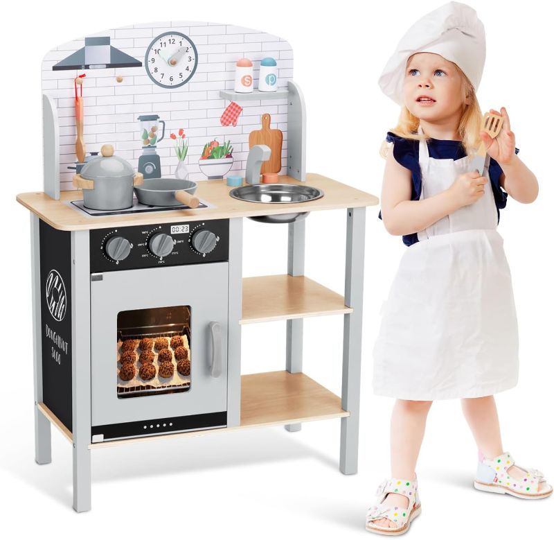 Photo 1 of 
OOOK Wooden Play Kitchen PlaySet for Toddlers 1-3, Montessori Kitchen Set with Plenty of Play Features, New Modern Kids Kitchen Playset Designed in Trendy.