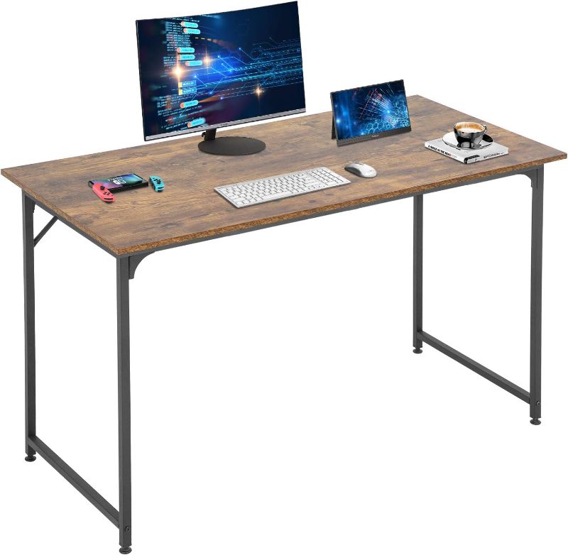 Photo 1 of Computer Desk Home Office Desk 48”W x 24”D Gaming Desk Corner Writing Black Large Student Art Modren Simple Style PC Wood and Metal Desk Workstation for Small Space?Vintage