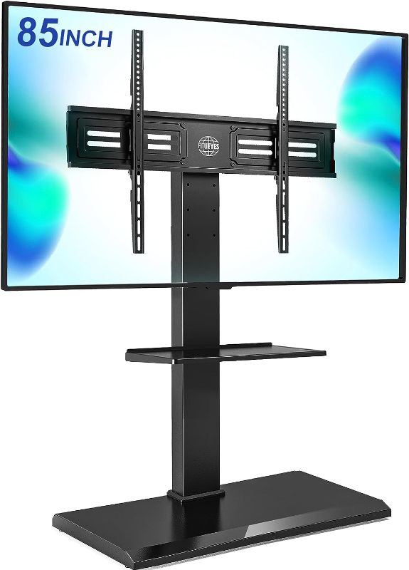 Photo 1 of 
FITUEYES Floor TV Stand Iron Base with Swivel Mount for 50-85 Inch Large LCD/LED TVs Adjustable Shelf Tall Corner TV Stands for Bedroom and Living Room