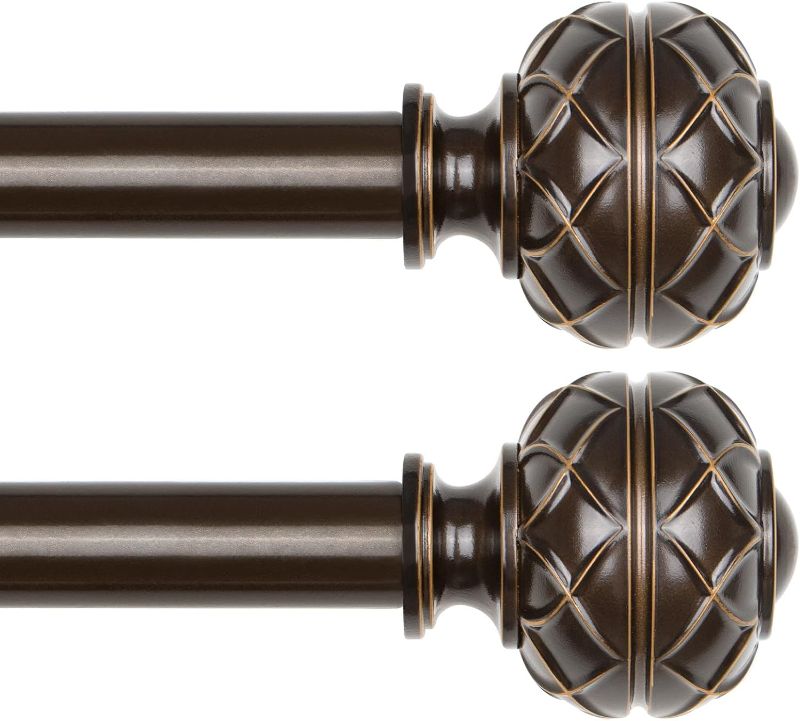 Photo 1 of 
USFOOK 2 Pack Curtain Rods, 3/4Inch Bronze Telescoping Drapery Rods 48 to 86 inch(4-7.2ft) Curtain Rods for Windows 36 to 82 Inches, Lotus Texture Finials
