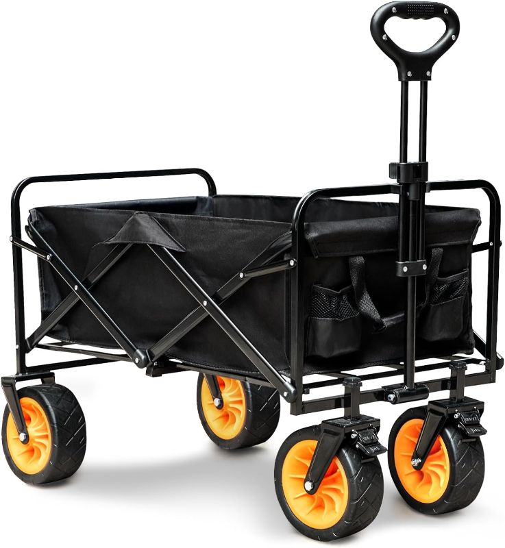 Photo 1 of 
JEAWIWI Collapsible Wagon, Outdoor Utility Wagon, Garden Cart, Heavy Duty Foldable Wagon with Widened Wheels for Groceries, Sports, Beach, Garden, Camping, Pets