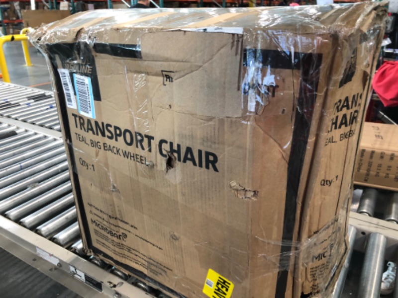 Photo 1 of Medline Transport Wheelchair with Lightweight Steel Frame, Folding Chair is Portable, Large 12 inch Back Wheels, 19 inch Wide Seat, Teal