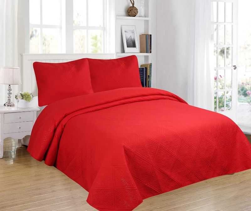 Photo 1 of 
All American Collection Comfy Bedroom Bedspread Quilt  (Red, Queen)