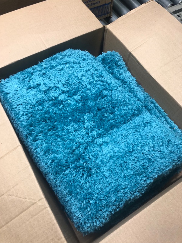 Photo 1 of 3 Piece Bathroom Rugs Teal Blue