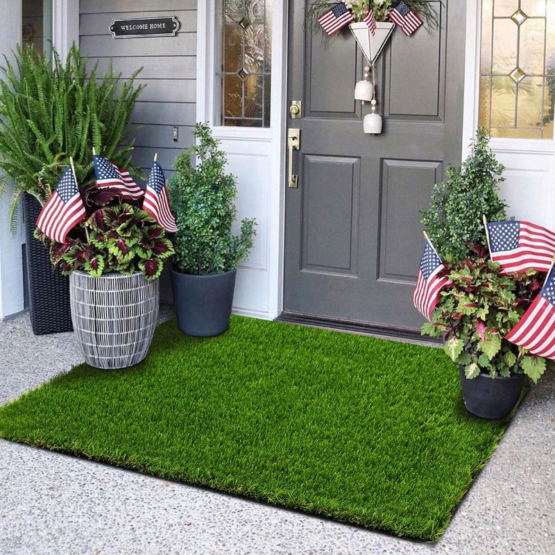 Photo 1 of  Artificial Grass Mat, Turf Grass Outdoor Mat for Entrance, Fake Grass Pee Mat for Dogs 34"x24"
