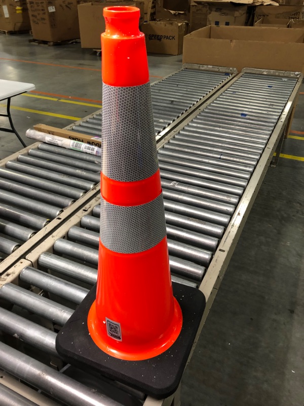 Photo 2 of 1 BESEA 28” inch Orange PVC Traffic Cones, Black Base Construction Road Parking Cone Structurally Stable Wearproof (28" Height) 01_28"