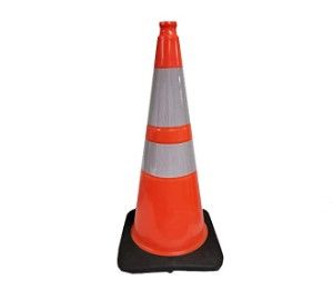 Photo 1 of 1 BESEA 28” inch Orange PVC Traffic Cones, Black Base Construction Road Parking Cone Structurally Stable Wearproof (28" Height) 01_28"