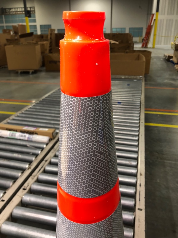 Photo 3 of 1 BESEA 28” inch Orange PVC Traffic Cones, Black Base Construction Road Parking Cone Structurally Stable Wearproof (28" Height) 01_28"