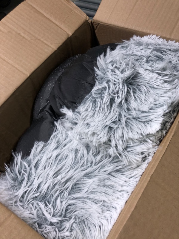 Photo 1 of Calming Dog Bed, Anti Anxiety Dog Bed, Plush Donut Dog Bed for Small Dogs, Medium, Large & X-Large, Soft Fuzzy Comfy Dog Bed in Faux Fur, Washable Cuddler Pet Bed,