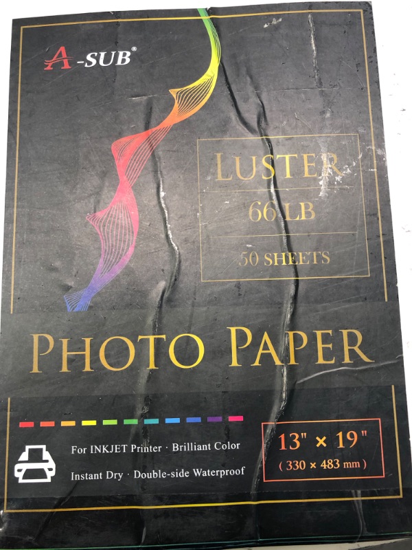 Photo 4 of A-SUB Premium Photo Paper Luster 13x19 Inch 66lb for Inkjet Printers 50 Sheets, Single Sided