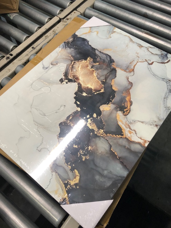 Photo 1 of Abstract Wall Art, Black and Gold Wall Decor, Abstract Gray Marble Texture Canvas Picture Bathroom Decor 12x16", Nordic Minimalist Ink Painting Artwork for Living Room Office Bedroom Home Decoration 12x16in Abstract Fluid