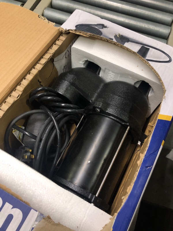 Photo 3 of Acquaer 1/2HP Submersible Sewage/Effluent Pump, 6000 GPH, Cast Iron, Automatic Tethered Float Switch, 115V Sump Pump for Septic Tank, Residential Sewage, Basement, 2'' NPT Discharge 1/2 HP