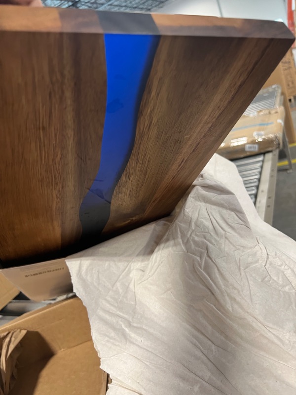 Photo 1 of Kurrajong Farmhouse Large rectangle riser pedestal board with resin. Raised acacia board for displaying home decor items or can be used as a faux plants display stand