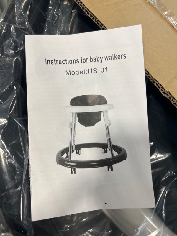 Photo 1 of Baby Walker with Wheels, Foldable Adjustable Height Toddler Walker, Baby Walkers and Activity Center with Foot Pads, Baby Walkers for Baby Boys and Baby Girls 6-18 Months 9 Heights Adjustable 1