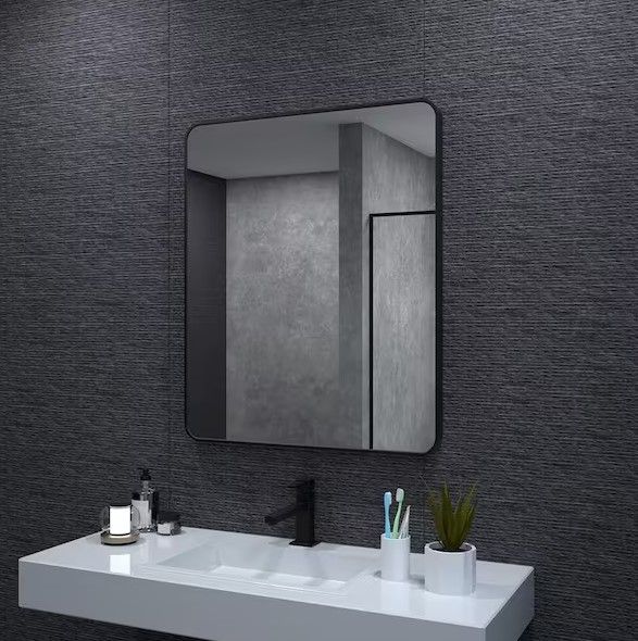 Photo 1 of 30 in. W x 36 in. H Rectangular Framed Wall Bathroom Vanity Mirror
