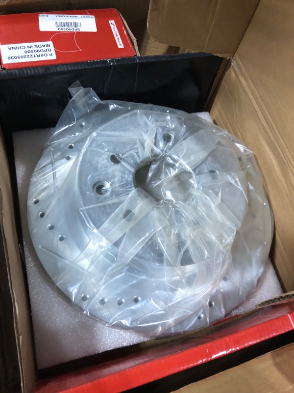 Photo 4 of A-Premium 11.49 inch(291.85mm) Rear Drilled & Slotted Disc Brake Rotors + Ceramic Pads Kit Compatible with Select Nissan and Infiniti Models - G35, 350Z, Juke, LEAF, Rogue, Rogue Select/Sport, X-Trail