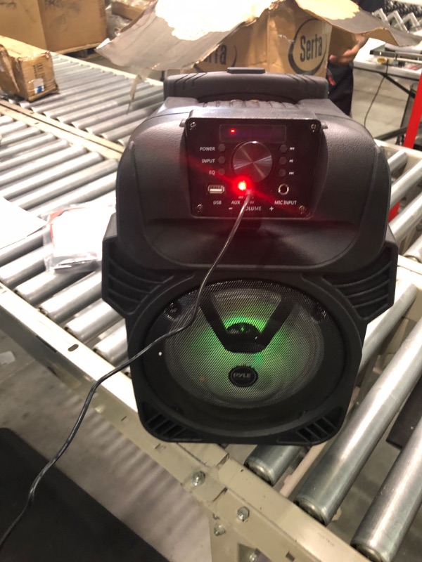 Photo 1 of Pyle 400W Portable Bluetooth PA Loudspeaker - 8” Subwoofer System, 4 Ohm/55-20kHz, USB/MP3/FM Radio/ ¼ Mic Inputs, Multi-Color LED Lights, Built-in Rechargeable Battery w/ Remote Control -PPHP844B