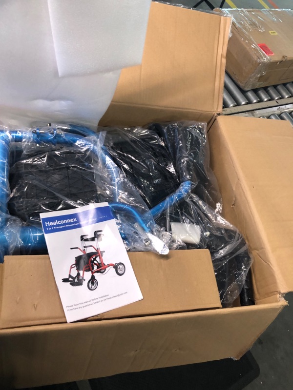 Photo 1 of Healconnex 2 in 1 Rollator Walker for Seniors-Medical Walker with Seat,Folding Transport Wheelchair Rollator with 10" Big PU Rear Wheels,Reversible Soft Backrest and Detachable Footrests Blue