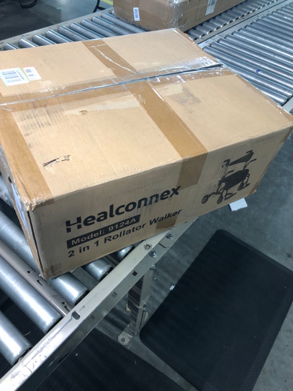 Photo 1 of Healconnex 2 in 1 Rollator Walker for Seniors-Medical Walker with Seat,Folding Transport Wheelchair Rollator with 10" Big PU Rear Wheels,Reversible Soft Backrest and Detachable Footrests Blue