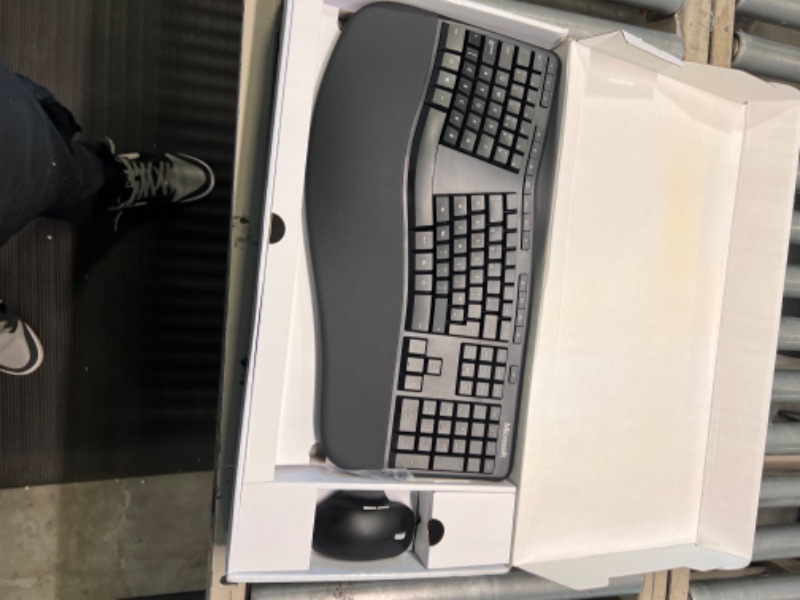 Photo 3 of Microsoft Ergonomic Desktop - Black - Wired, Comfortable, Ergonomic Keyboard and Mouse Combo, with Cushioned Wrist and Palm Support. Split Keyboard. Dedicated Office Key.