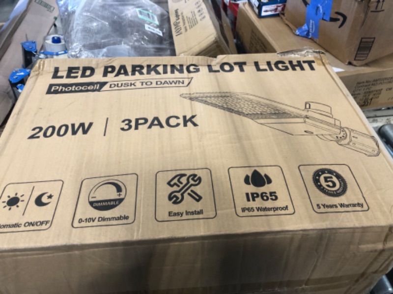 Photo 2 of 200W Outdoor LED Parking Lot Light with Slip Fitter, 5000K Daylight 28000LM 750W HPSHID Equiv,[Dusk to Dawn Photocell&Shorting Cap Included] ETL Commercial Lighting Fixture Bronze