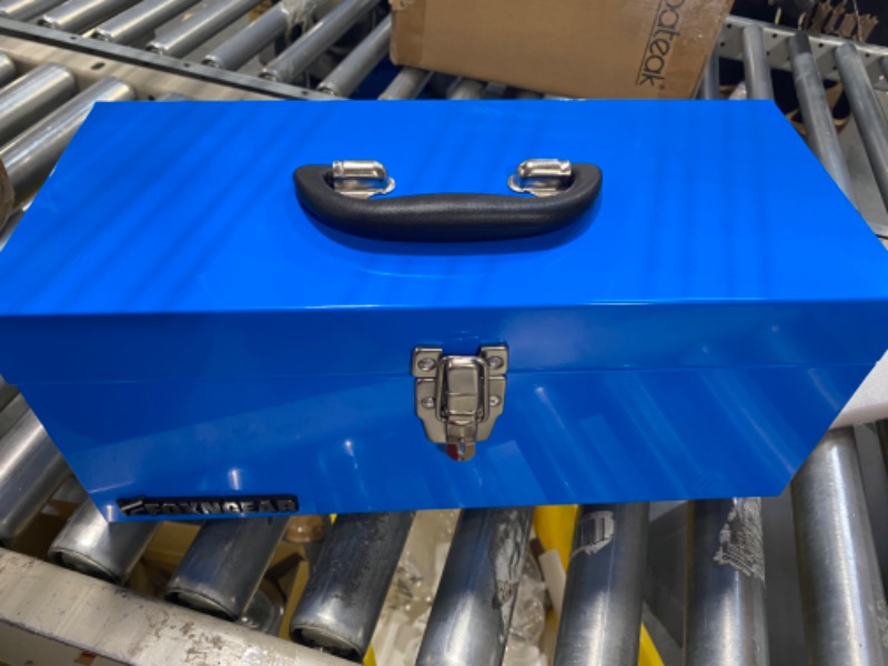 Photo 3 of 16" Portable Steel Heavy-duty Tool Box 18-Gauge with Metal Latch and Handle Blue
