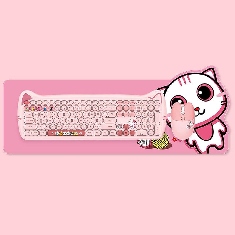 Photo 1 of Cute Cat 2.4G USB Wireless Keyboard and Mouse and Mosepad Combo, Candy Color Soundless Keys, Compatible with Notebook, PC (Pink-110Keys)
**BRAND NEW IN BOX***