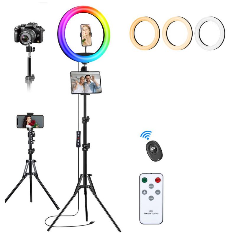 Photo 1 of 13" Selfie Ring Light with 63" Stand and Phone Holder, Vlogging Circle Led Halo Light Content Creator Kit for Video Photo 13 Inch Floor Ring light
