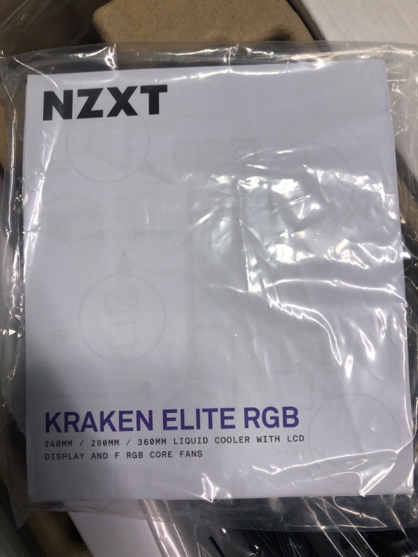 Photo 4 of NZXT Kraken Elite RGB 360-360mm AIO CPU Liquid Cooler - Customizable 2.36"" Wide-Angle LCD Display for GIFS, Images, Performance Metrics - High-Performance Pump - 3 x F120 RGB Core Fans - Black Kraken Elite RGB 360mm Radiator Black