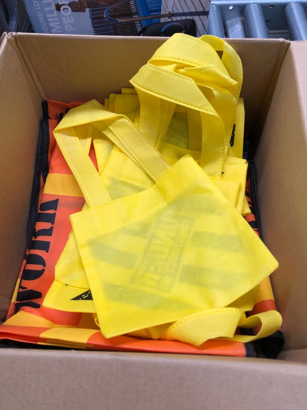 Photo 1 of 48 Pcs Construction Birthday Party Supplies Set Kids Construction Dress up Set Including Vest, Hat, Tote Bag, Tablecloth, Traffic Cone Cups and Stickers for Construction Birthday Dress up Party Decors
