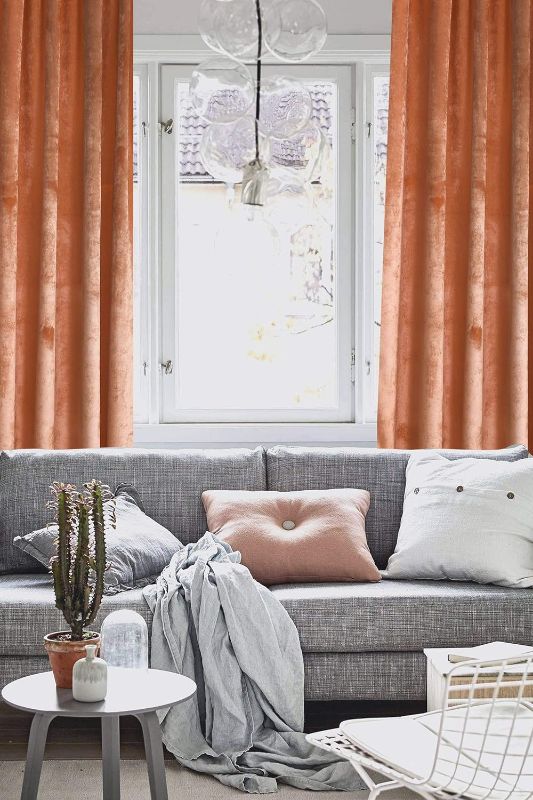 Photo 1 of  Room Darkening Velvet Orange Curtains for Bedroom Thermal Insulated & Moderate Blackout Rod Pocket Window Curtain for Living Room (2 Panels)
