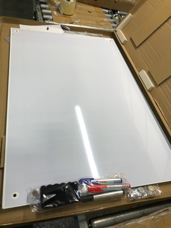 Photo 3 of Glass Whiteboard, 3'x 2' Glass Board Magnetic Dry Erase Board on Wall Frameless, 36 x 24 inches Tempered Glass Dry Erase Board with Acrylic Pen Tray, 3 Markers, 1 Eraser, 5 Magnets