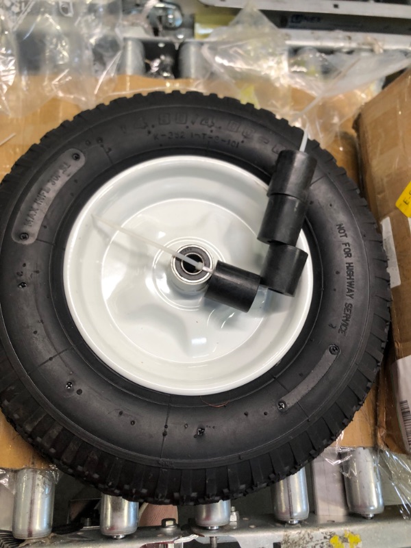 Photo 3 of 4.80/4.00-8" Pneumatic Wheelbarrow Wheel and Tires with 2" Center Hub and 5/8" Bearings, 4.80 4.00-8 Tire and Wheels for Wheelbarrow and Yard Cart Garden Wagon (1-Pack) 